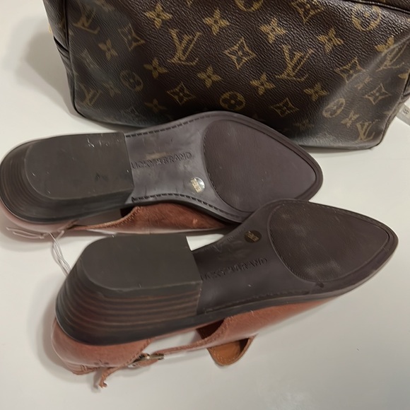 New! Lucky Brand Saddle  Myndo Leather Mules with Back Buckle Strap. Size 7.5 - Picture 8 of 15